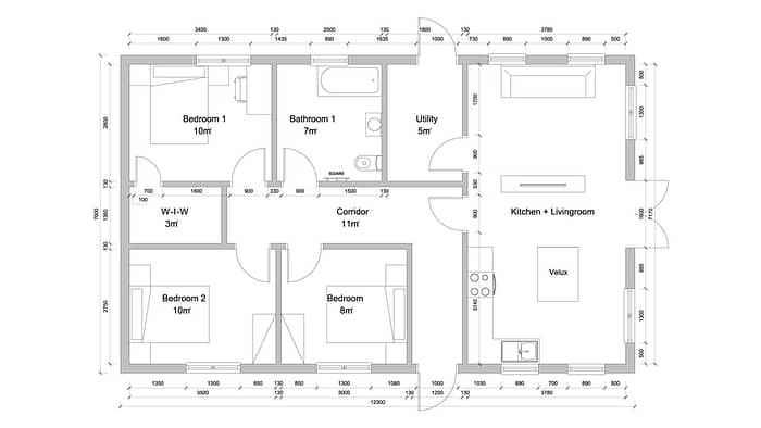 4 Bed B1 - 12.3m x 7.6m