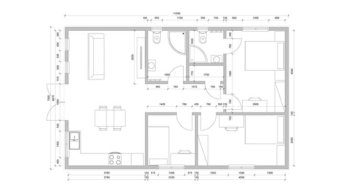 3 Bed A1 - 11.0m x 7.0m